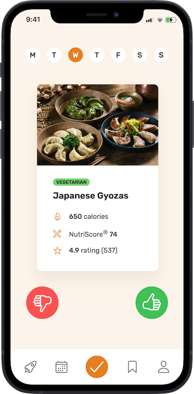 iPhone app
              meal approving plan screen